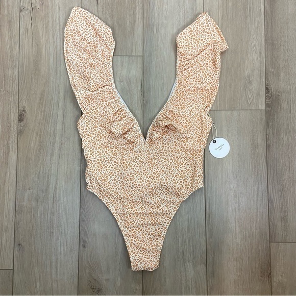 Tularosa Giamina One Piece in Orange Leopard Size L - Picture 2 of 8